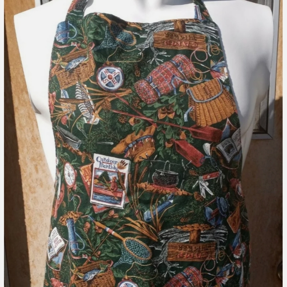 Kitchen Apron Woods Camping Forest Green Outdoor Scouts Timber Lakes Pockets